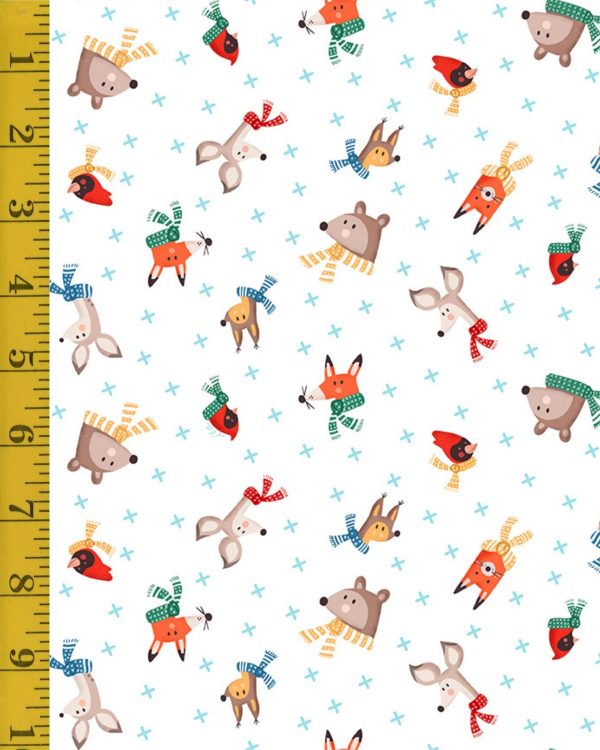 Quilting Treasures Winter Forest Friends: Head Toss - White - 25-6557