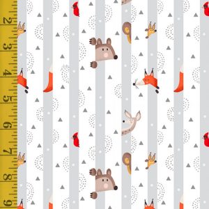 Quilting Treasures Winter Forest Friends: Peek A Boo Stripe - Gray - 25-6558