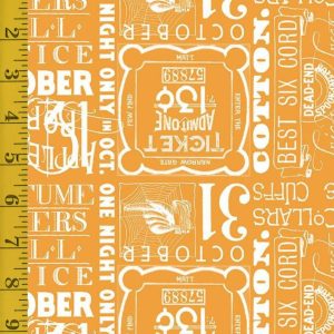 Riley Blake Designs Costume Maker's Act II - Ticket Text - Orange - 25-8531