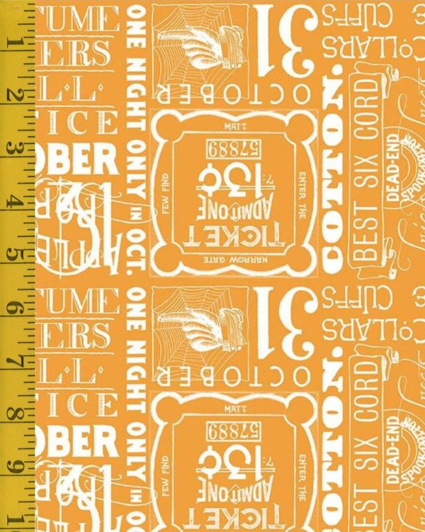 Riley Blake Designs Costume Maker's Act II - Ticket Text - Orange - 25-8531