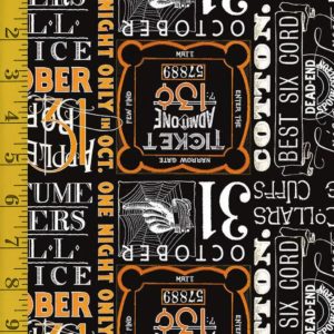 Riley Blake Designs Costume Maker's Act II - Ticket Text - Black - 25-8532