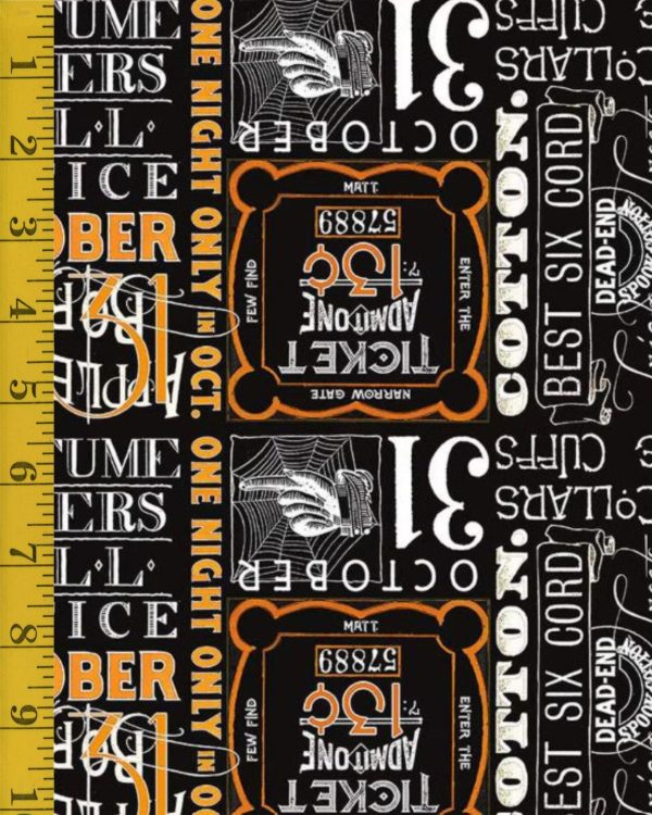 Riley Blake Designs Costume Maker's Act II - Ticket Text - Black - 25-8532