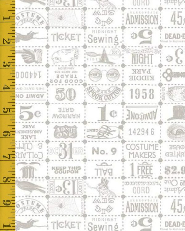 Riley Blake Designs Costume Maker's Act II - Ticket Grid - White - 25-8533