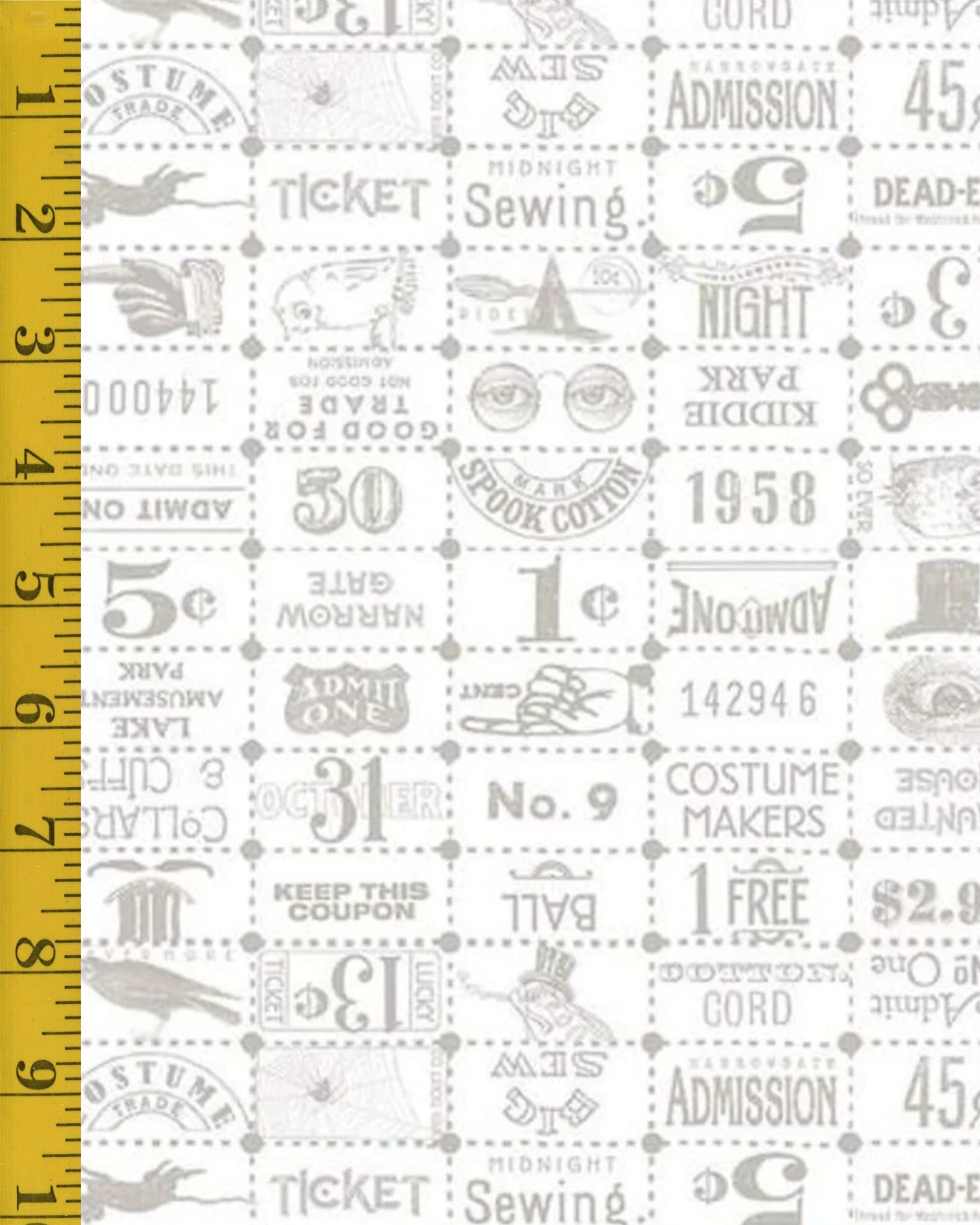Riley Blake Designs Costume Maker's Act II - Ticket Grid - White - 25-8533