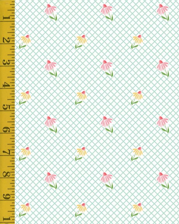 Riley Blake Designs Summer Skies and Fireflies: Cone Flowers - White - 25-8555