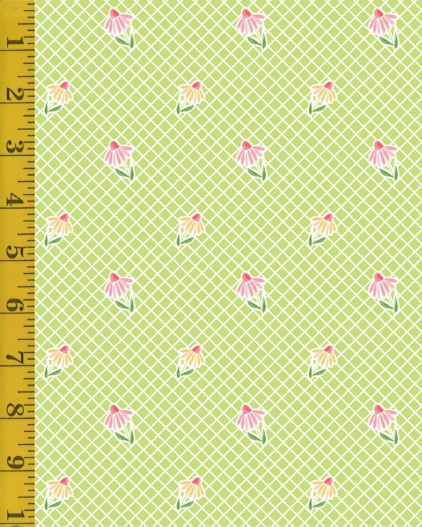 Riley Blake Designs Summer Skies and Fireflies: Cone Flowers - Lime - 25-8564