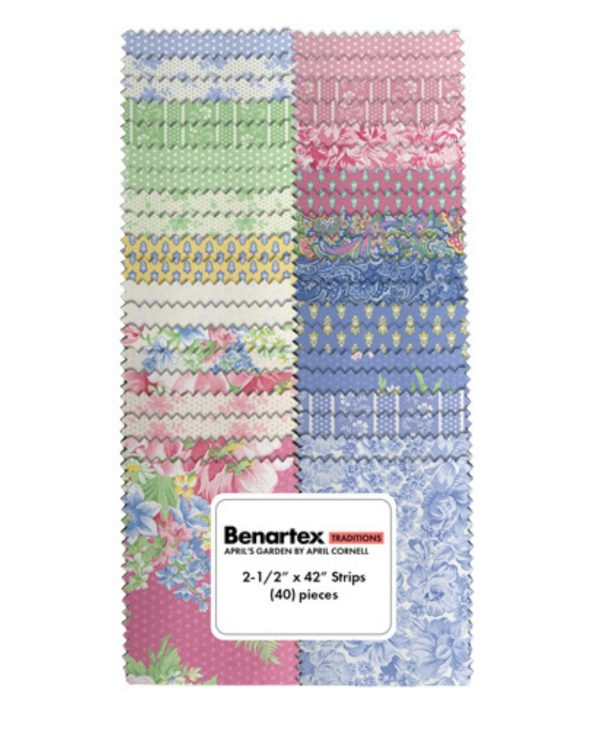Benartex April's Garden: April's Garden Strip-pies - 26-4830