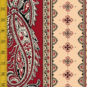 Quilting Treasures Oxford Archival: Paisley Stripe - Brick #25-6582