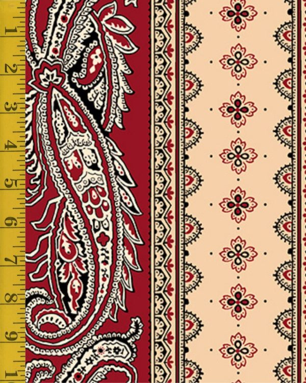 Quilting Treasures Oxford Archival: Paisley Stripe - Brick #25-6582