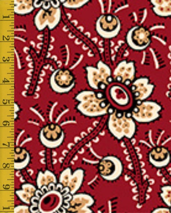 Quilting Treasures Oxford Archival: Packed Floral - Brick #25-6583