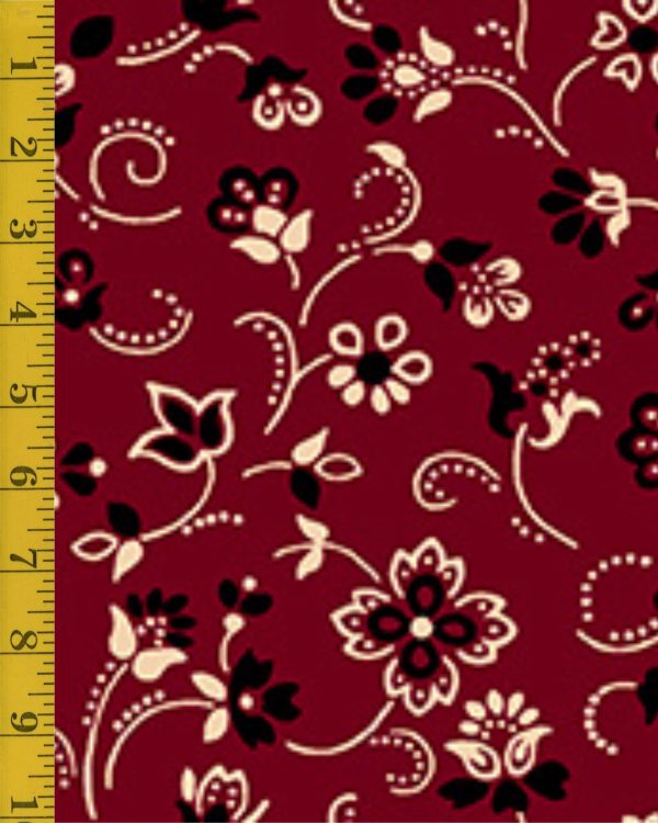 Quilting Treasures Oxford Archival: Floral w Dotted Scroll - Brick #25-6589