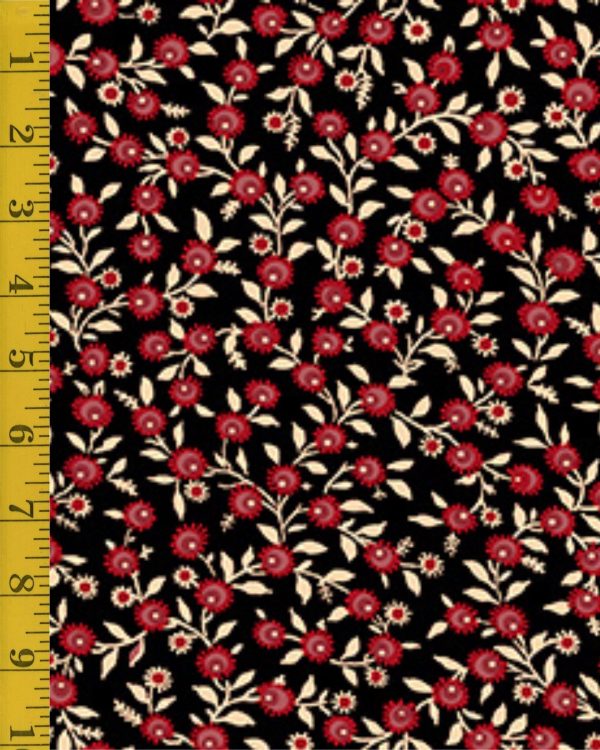Quilting Treasures Oxford Archival: Flower Vine - Black #25-6591