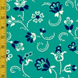 Quilting Treasures Oxford Revival: Flower w Dotted Scroll - Jade #25-6593