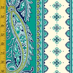 Quilting Treasures Oxford Revival: Paisley Stripe - Jade #25-6596