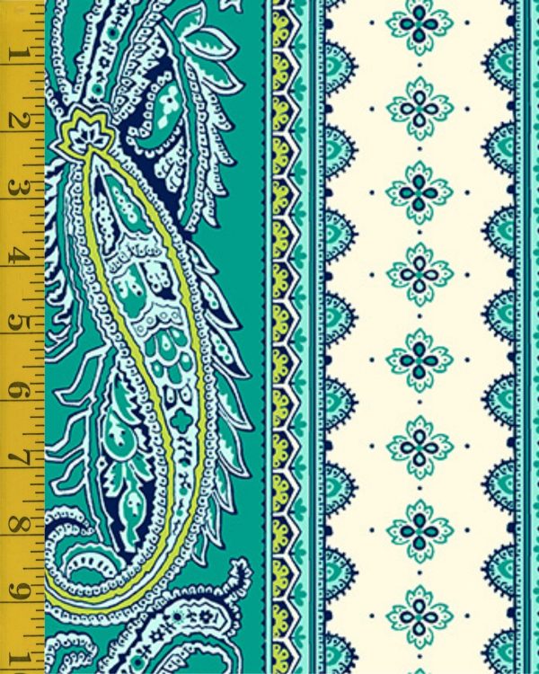 Quilting Treasures Oxford Revival: Paisley Stripe - Jade #25-6596