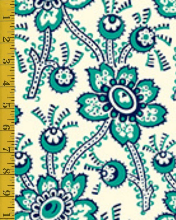 Quilting Treasures Oxford Revival: Packed Floral - Cream/Jade #25-6598
