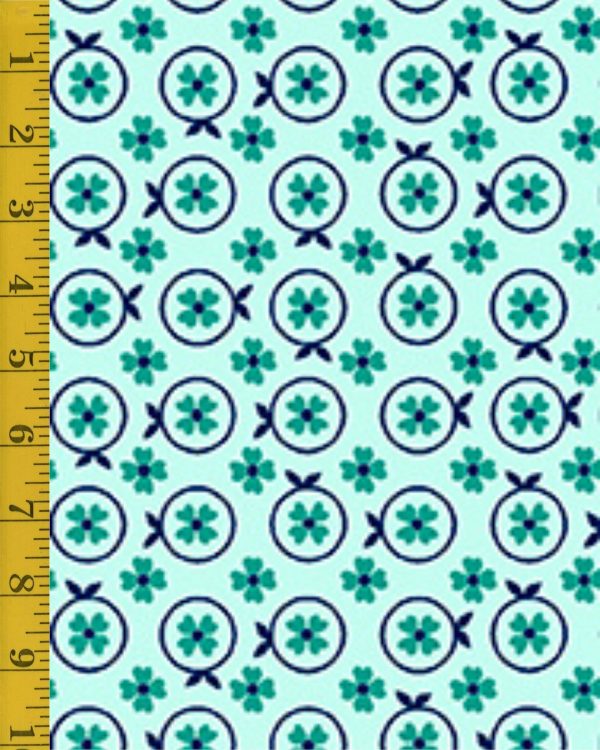Quilting Treasures Oxford Revival: Set Flower - Aqua #25-6602
