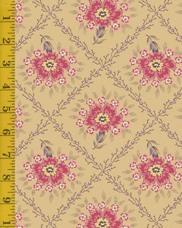 Andover Fabrics Wildflower Cottage: Trellis - Buttercup #26-1408