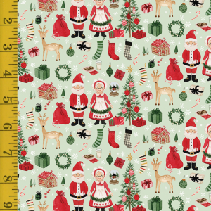 Riley Blake Designs Charming Christmas: Santa & Mrs Claus - Mint #26-8738