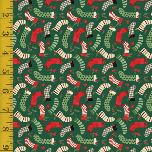 Riley Blake Designs Charming Christmas: Stockings - Green #26-8741