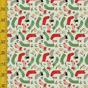 Riley Blake Designs Charming Christmas: Stockings - Mint #26-8742