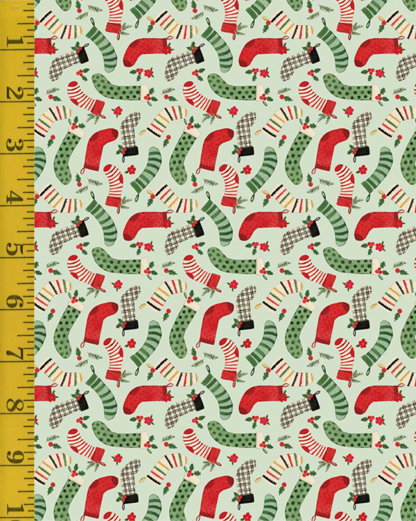 Riley Blake Designs Charming Christmas: Stockings - Mint #26-8742