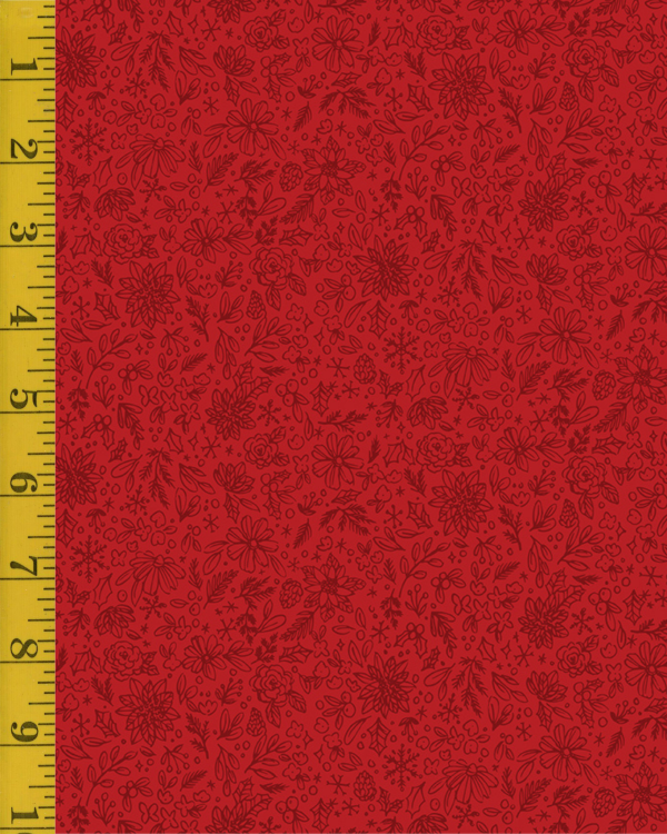 Riley Blake Designs Charming Christmas: Floral Outline - Red #26-8744