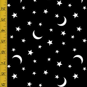 Benartex: Black & Boo: Little Stars & Moons - Black #25-4569