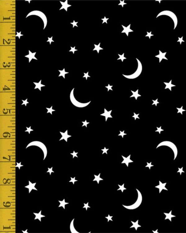 Benartex: Black & Boo: Little Stars & Moons - Black #25-4569