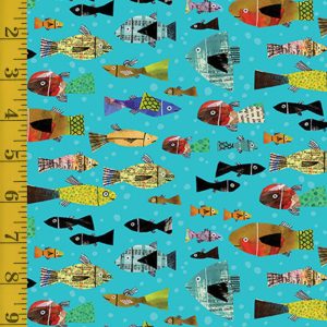 Benartex: Frogtastic: Multi Fish Medium - Turquoise #26-4843