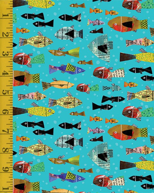 Benartex: Frogtastic: Multi Fish Medium - Turquoise #26-4843