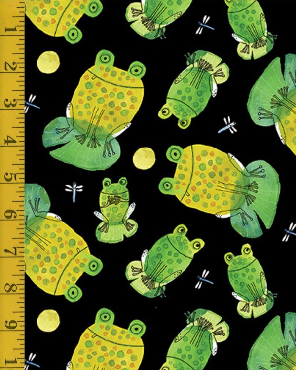Benartex: Frogtastic: Frogs - Black #26-4845