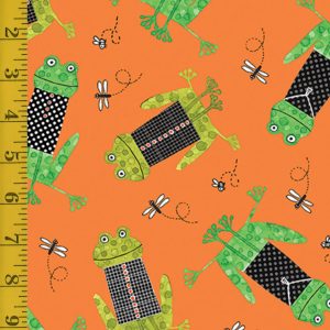 Benartex: Frogtastic: Frogs in Vests - Orange #26-4848