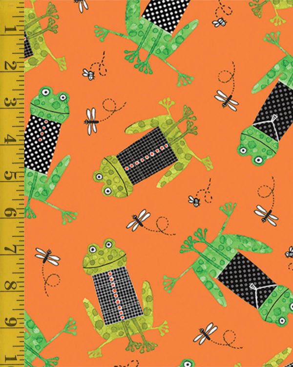 Benartex: Frogtastic: Frogs in Vests - Orange #26-4848