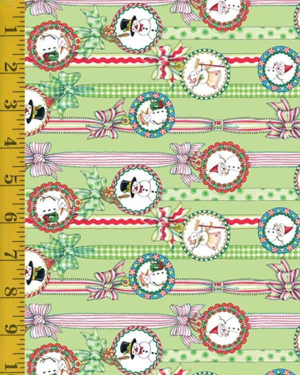 Free Spirit Fabrics So Much Joy: Snow People Ribbon - Lime #26-3203