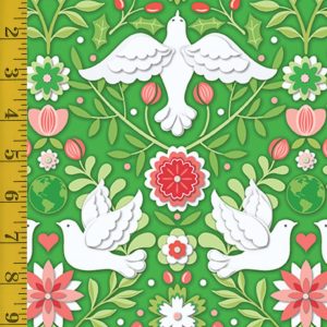Benartex Peace on Earth (Holiday): Damask Emerald - #26-4856