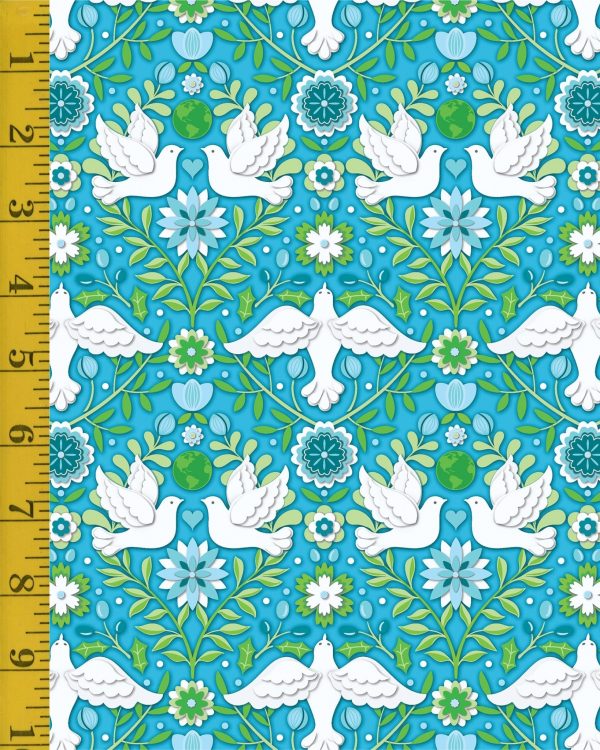 Benartex Peace on Earth (Winter): Damask Jade - #26-4863