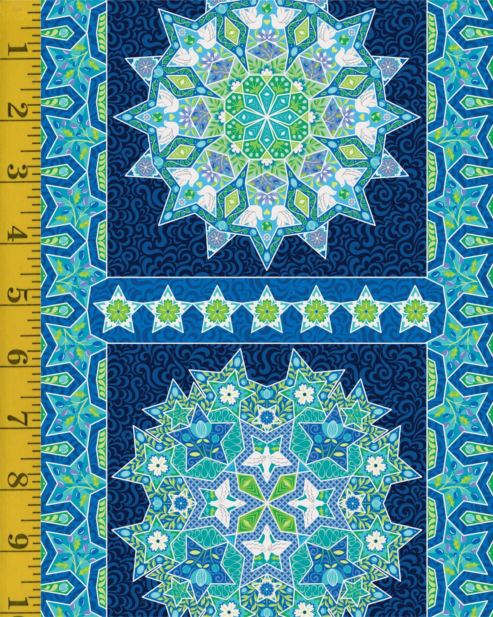Benartex Peace on Earth (Winter): Peace on Earth Winter Panel Sapphire - #26-4865