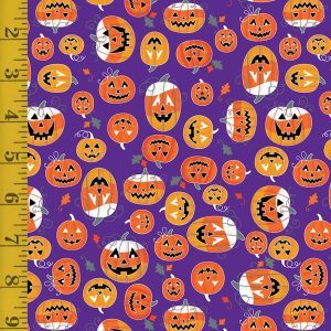 Benartex Glow-O-Ween: Glowing Pumpkins Dark Purple - #26-4868