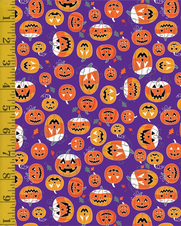 Benartex Glow-O-Ween: Glowing Pumpkins Dark Purple - #26-4868