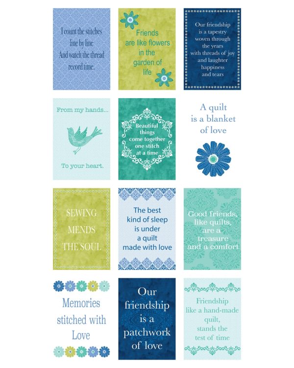 Benartex Chalk Garden: Chalk Inspirations Panel Blue/Multi - #26-4873