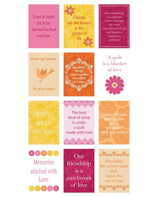 Benartex Chalk Garden: Chalk Inspirations Panel Pink/Multi - #26-4874