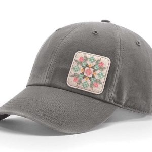 Riley Blake Designs Lori Holt Farmer's Daughter Leather Patch Baseball Hat: Charcoal - #26-8762