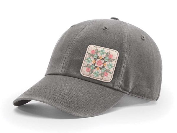 Riley Blake Designs Lori Holt Farmer's Daughter Leather Patch Baseball Hat: Charcoal - #26-8762