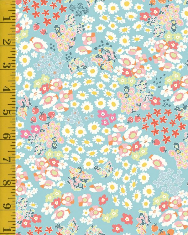 Riley Blake Designs Cotton Nook: Aqua Flowerbed - Aqua #26-8781