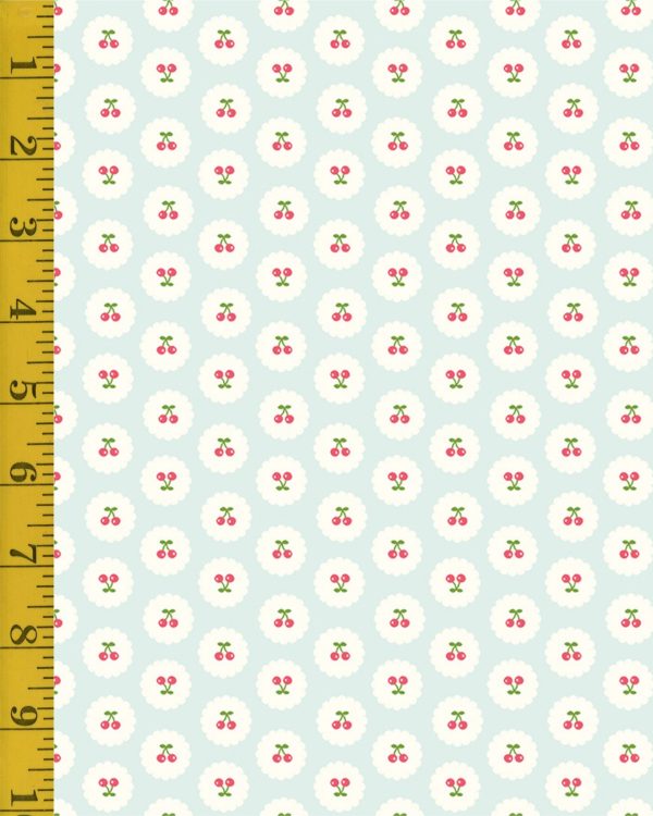 Riley Blake Designs Cotton Nook: Bleached Denim Cherries - Bleached Denim #26-8785