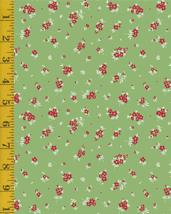 Riley Blake Designs Little Ladybugs: Green Mini Flowers - Green #26-8818
