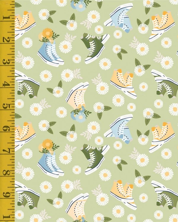 Riley Blake Designs Sunshine and Dandelions: Honeydew Shoes - Honeydew #26-8829