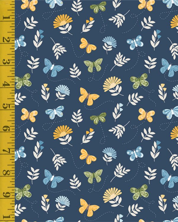 Riley Blake Designs Sunshine and Dandelions: Navy Butterflies - Navy #26-8831