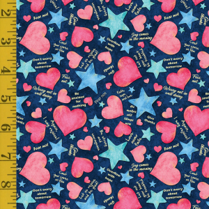 Benartex UpWords: Hearts and Stars - Navy #26-4882
